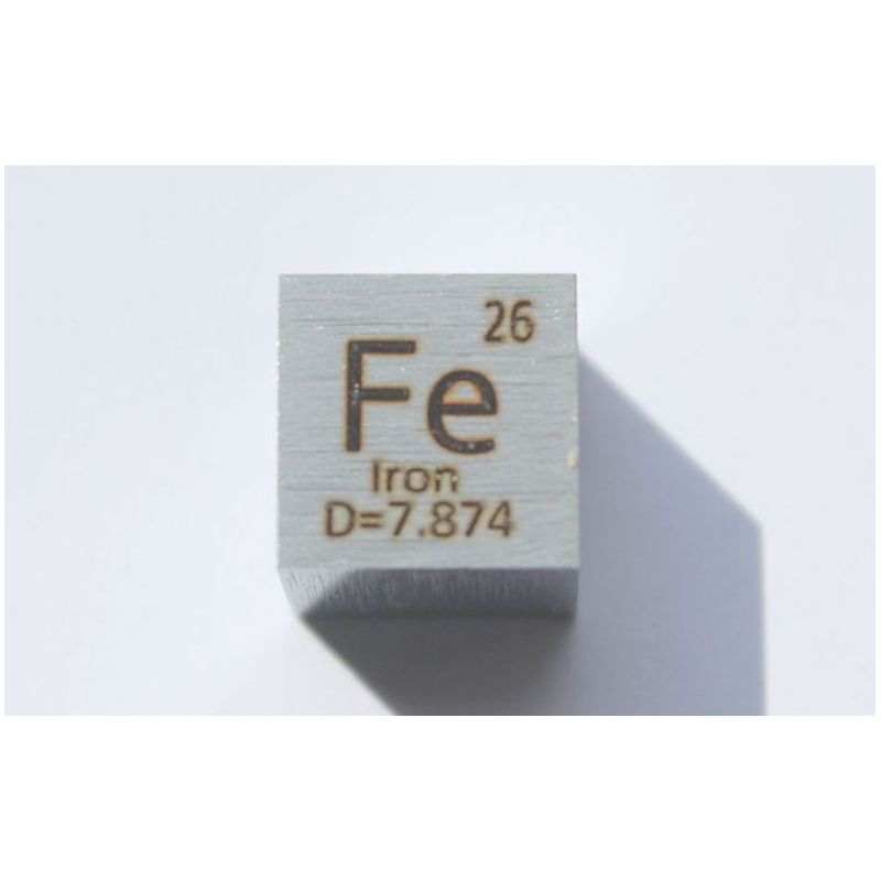 Fer Fe métal cube 10x10mm poli 99,99% pureté cube