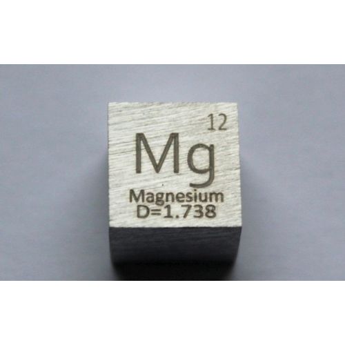 Magnésium Mg métal cube 10x10mm poli pureté 99,95% cube