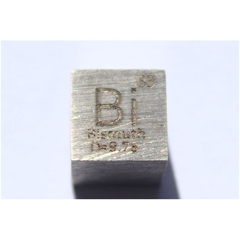 Cube bi-métal de bismuth 10x10mm poli, pureté 99,99% cube