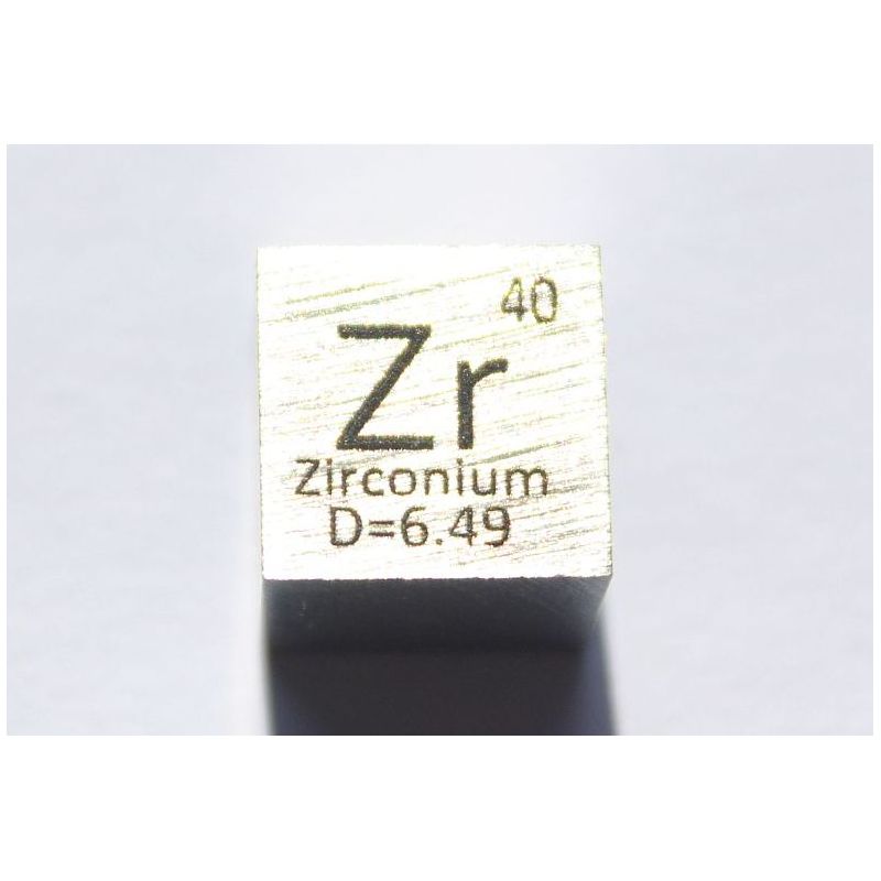Zirconium Zr métal cube 10x10mm poli 99,2% pureté cube